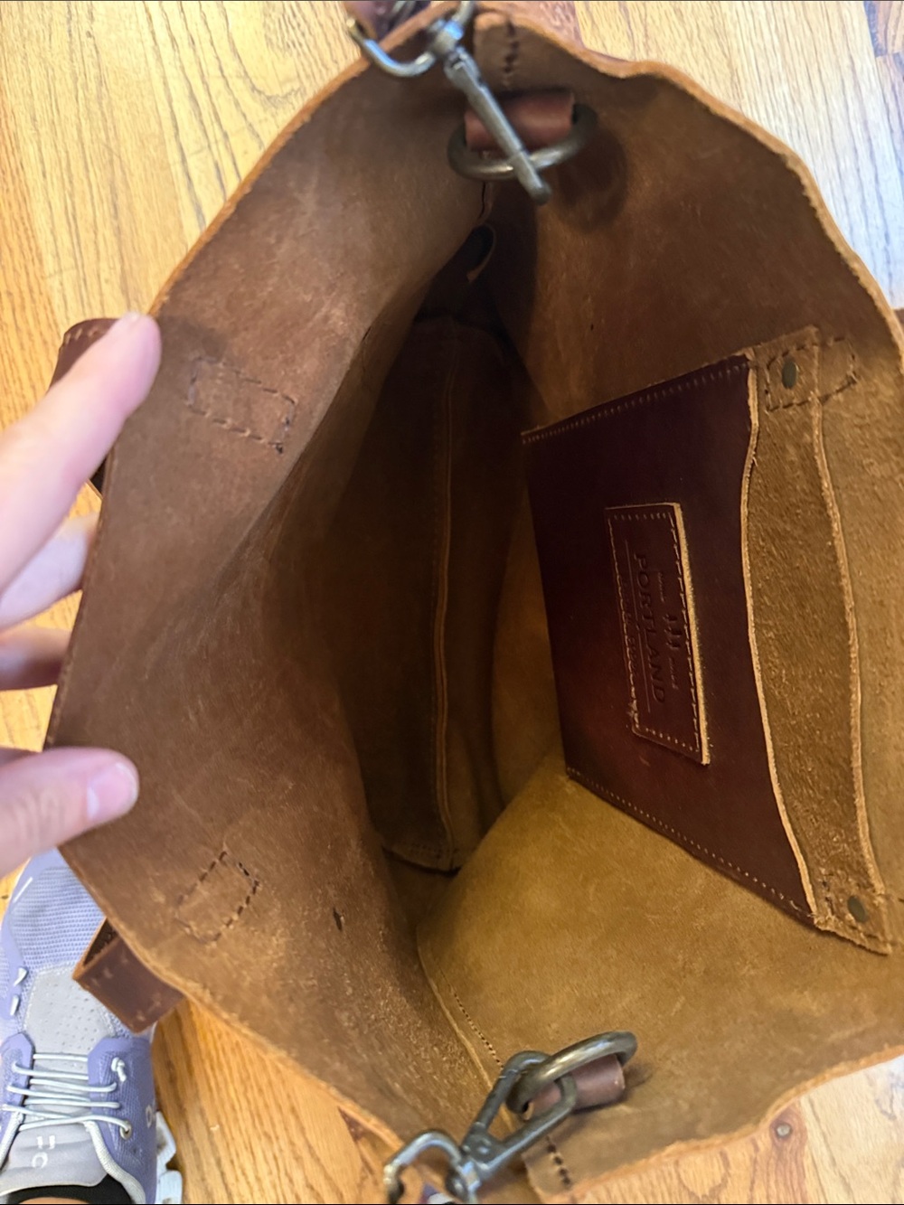 Portland Leather Goods Tote Bag in Dark Brown crossbody or use shoulder straps - Picture 10 of 14